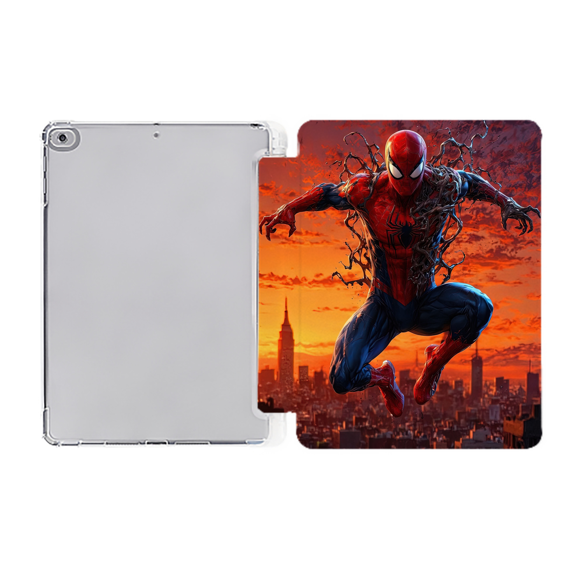 （画像用） Spider Man スパイダーマン IPad ケース ペン収納付き 三つ折りスタンド PUレザー×シリコン 対応機種9.5/10.5/10.9インチ